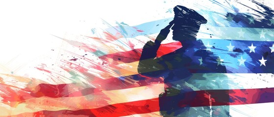 Soldier silhouette with American flag abstract art