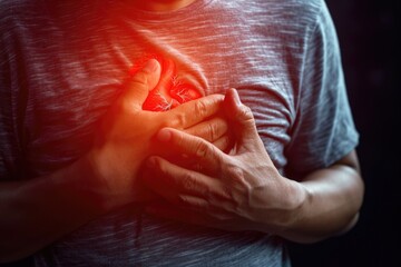 Man experiencing chest pain  Heart attack symptom