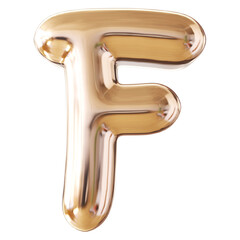 Bubble letter F font golden luxury 3d render