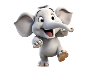 Obraz premium Cartoon Elephant Dancing, isolated on a transparent or white background
