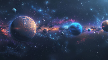 A cosmic style with planets stars or galaxies, galaxy desktop wallpaper universe background

