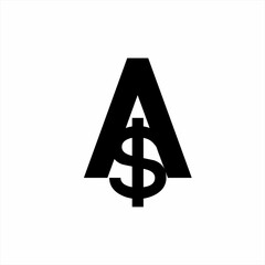 Letter A logo design with dollar symbol.
