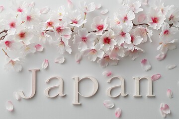「Japan（日本）」の文字が入った桜のグラフィック（ロゴ・Japanのロゴ）