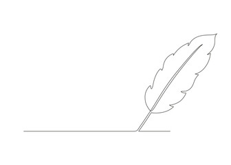 Fountain write, one continuous line drawing. Writing of feather thin stroke. Minimalism simple linear style. Study and education concept. Doodle hand drawn continuous contour. Vector