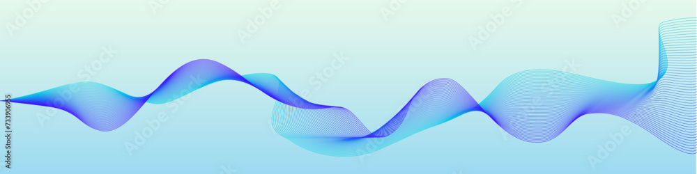 Poster Vector wave dynamic music lines. Blue-violet abstract lines. Sound waves for your design. Vector EPS 10
