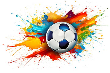 soccer ball splash with colors isolated on white background