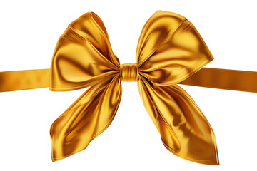 Gold bow for Christmas and birthday present banner isolated on white background