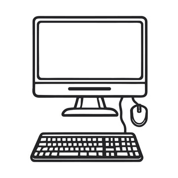 recommend clip art: Outline vector illustration for laptop with keyboard or mouse  Isolated on transparent background generated by Ai