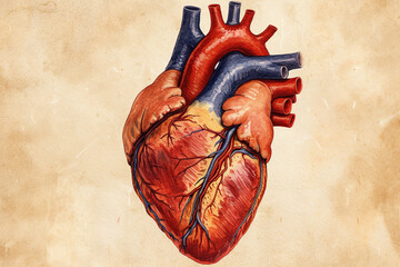 An anatomical illustration of the human heart, healthcare, medical - obrazy, fototapety, plakaty