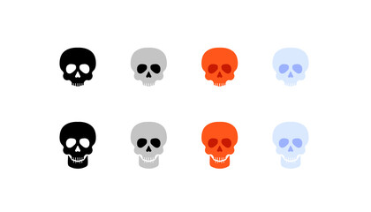 Skull icon set. Set of skulls. Silhouette and flat style