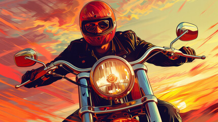 A man wearing a helmet and riding a motorcycle
