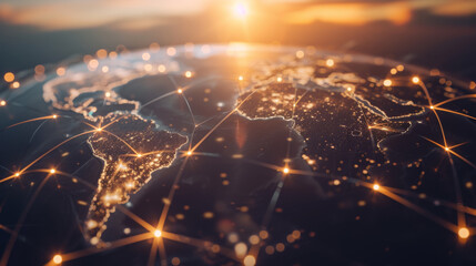 A network of global business or international companies with office on every continent to serve customers all over the world, use technology to connect, communicate, work as a team for the same goal