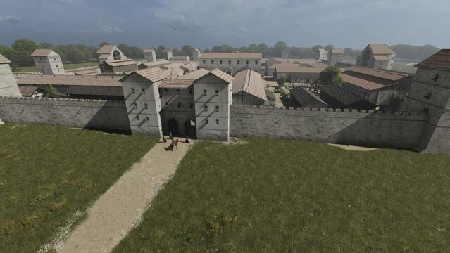 Legionary camp, 3D animation, Reconstruction of a Roman building