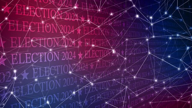 Election 2024 political backdrop and creative typography display connected lines of voting and debate