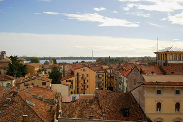 Top view from the clock tower of Mantua, Lombardy, Italy