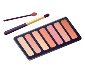 Cosmetic element of colorful set. In this illustration intricate design meets lively cartoon elements, emphasizing eye shadow application. Vector illustration.