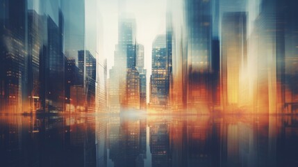Abstract blurred image of buildings in the city, cityscapes banner background