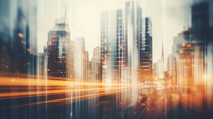 Abstract blurred image of buildings in the city, cityscapes banner background