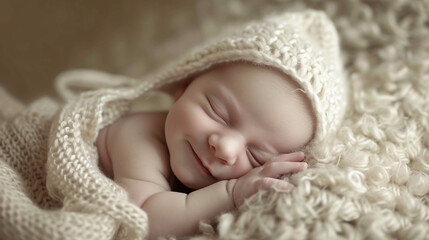 Fototapeta na wymiar Sleeping newborn baby.