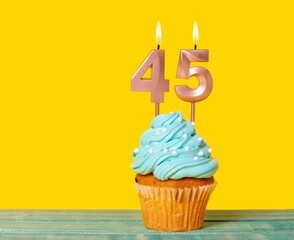 Birthday Cake With Candle Number 45