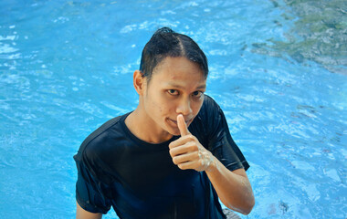 man in pool