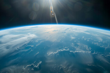 Planet earth view from outer space. with sunrise