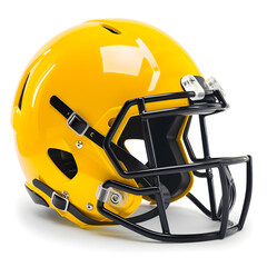 Fototapeta premium Yellow American football helmet isolated on a white background