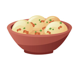 Ukrainian dish of colorful set. This image expertly combine intricate design and cheerful cartoon elements to highlight the allure of a mouthwatering traditional dish - Vareniks. Vector illustration.