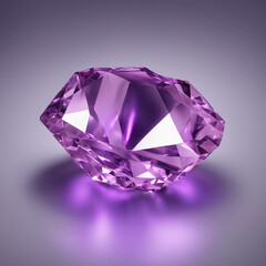 Cristal de Ametista. Pedra preciosa roxa brilhando.