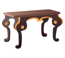 Antique furniture of colorful set. This captivating illustration of an old-fashioned table merge classic design with playful cartoon elements. Vector illustration.