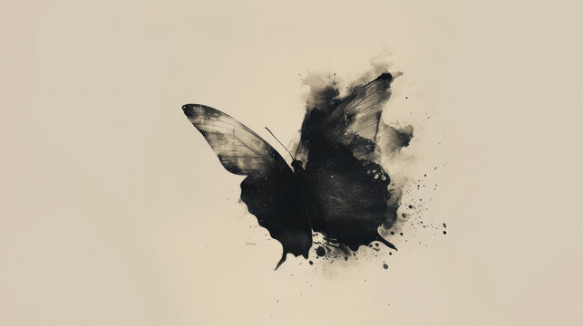 Black and White Painting of a Butterfly