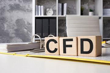 CFD contract for difference. Open folder with documents and cubes