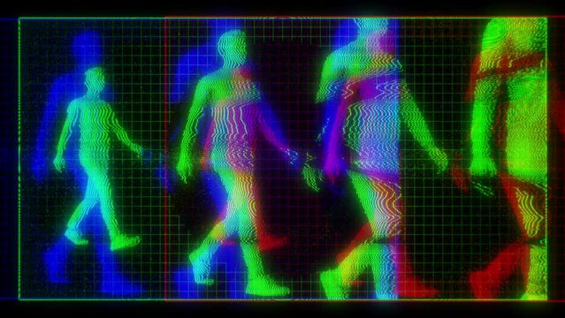 Walking Human Figures RBG Digital Screen