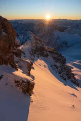 Fotobehang Amazing panoramic view across the Zugspitze snow field and Alpin mountain chain © Wolfgang Hauke
