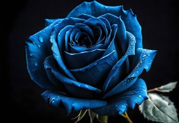 blue rose on black