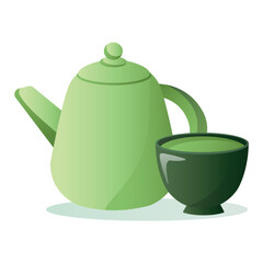 Matcha element of colorful set. An enticing illustration showcase the allure of matcha tea, blending intricate design elements. Vector illustration.