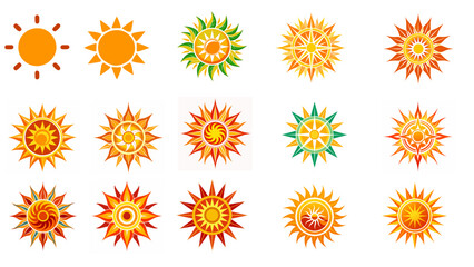 set of sun vector on a white background
