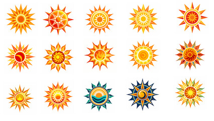 set of sun vector on a white background
