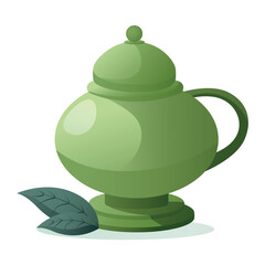 Matcha element of colorful set. This matcha tea in delightful illustration combine expert design techniques with a whimsical cartoon aesthetic on a clean white background. Vector illustration.