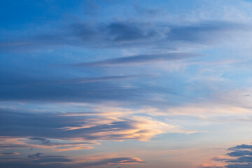 Beautiful bright  sunset sky with clouds. Nature sky  background.