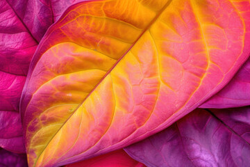 Detailed Close-Up View of a Vibrant and Intricate Leaf