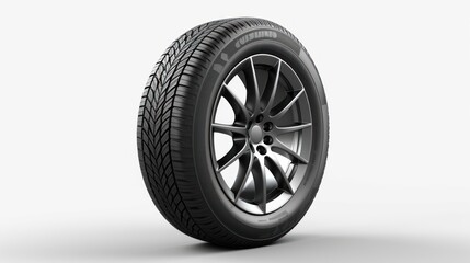 One car tire is isolated on a white background.