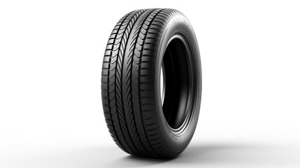 One car tire is isolated on a white background.