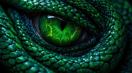 Obraz premium A mesmerizing serpent's gaze, green eyes of a snake