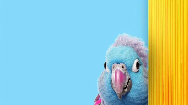 Creative animal concept Parrot bird peeking over AI generative