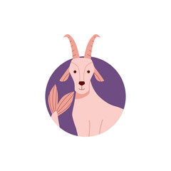 Capricorn, astrology zodiac sign, cartoon style vector illustration on white