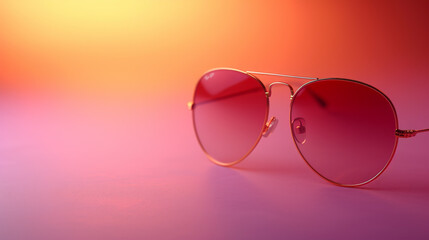 Sunglasses Resting on Pink and orange Background