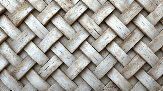 Woven white wood slat mesh For a claustra or a fence