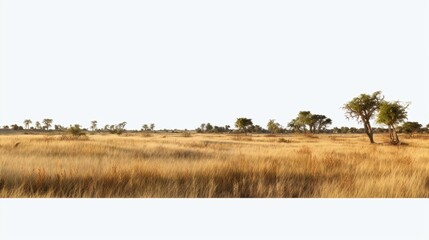 Cutout dried grass meadows savanna field set on trans AI generative - obrazy, fototapety, plakaty