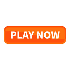 play now button Text In Orange Rectangle Shape For Promotion Business Marketing Social Media Advertising Information Announcement
